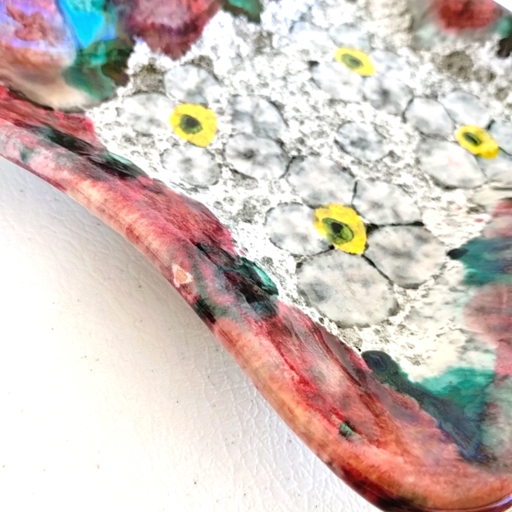 Italian Art Pottery Trinket Dish Ashtray Dripped Glazed Amoeba Freeform Signed - Picture 12 of 15